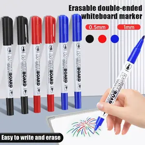 Dual-Tip Erasable Whiteboard Marker Pens, 0.5mm & 1mm Tips, //blue, Smooth Writing, Easy Erase, Ideal for Classroom, Office, Back-To-School Gifts