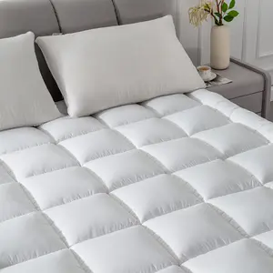 【Back To School】Mattress Pad Quilted Fitted Mattress Protector Cooling Pillow Top Mattress Cover Breathable Fluffy Soft Mattress Topper with 8-21" Deep Pocket