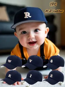 Adjustable Kids Sun Hat, Flat Brimmed Hats, A-Z Letters Optional Baseball Cap, Unisex Design For Boys And Girls, Must-Have For Outdoor Play, Durable And Comfortable, Suitable For Sports And Daily Casual Wearing