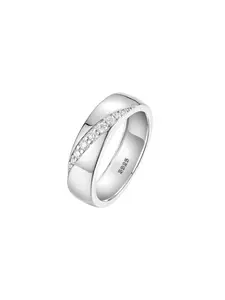 Men's S925 Silver Moissanite Wedding Engagement Ring, Wide Band Design, Simple No Fade, Hot Selling Cross-Border Stock, Christmas Halloween Valentine Gift