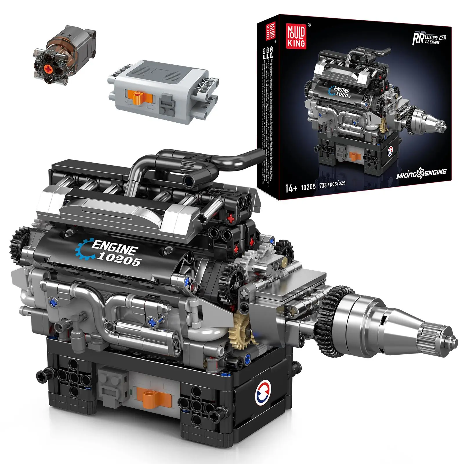 Mould King 10205 V12 Engine Motor Model Building Block STEM Engineering MOC Gift Adult Kid Toy 733 Pcs springtok summerwins