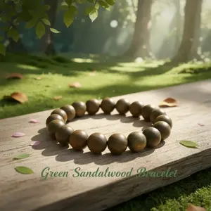 Unisex Green Sandalwood Bead Bracelet - Taoist-Inlaid Religious Jewelry Gift with Protection Properties: Evil-Repellent, Disaster-Warding, Harmful Influence Mitigation, Luck Enhancement