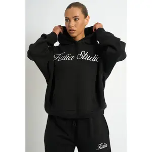 Kaiia Script Logo Oversized Hoodie Black