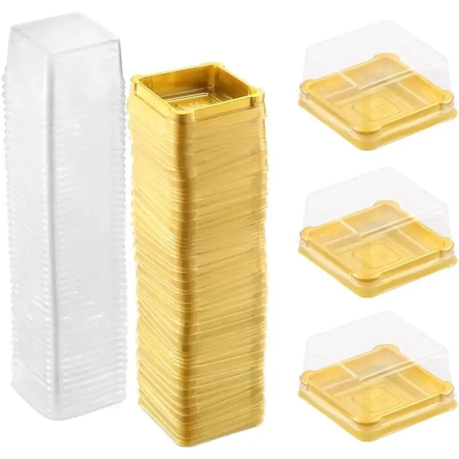 50 Set Clear Plastic Mini Cupcake Boxes Muffin Square Mooncake Box Single Container Wedding Birthday  Box ()