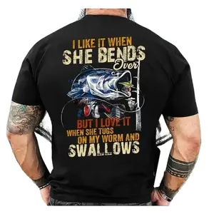 Funny Fishing Gifts, I Like When She Bends Over But I Love It When She Tugs On My Worm And Swallows T-Shirt, Lagermouth bass fishing for men