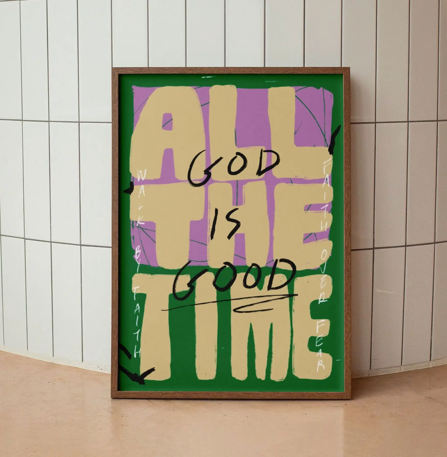 God Is Good All The Time Inspirational Christian Unframed  Print Faith-Based Decor Colorful Scripture Art Modern Faith Decor Christian Poster