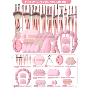 Makeup Tool Set, 26/30/56pcs/set & Sponge & Headband & Bowl & Cleaning Tool & Eyelash Curler & Ice Compress, Professional Makeup Tools for Women, Cosmetic, Makeup Brushes Kits
