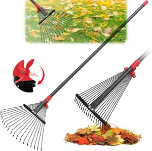 76 Inch Rake for Leaves, Adjustable 18 Metal Tines with Expandable  Garden Rakes for Lawns Heavy Duty Metal Rake for Leaves Yard Gardening Grass Outdoor Debris