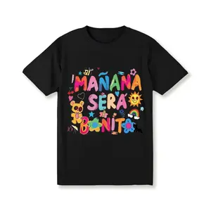 Women's Vibrant Casual T-Shirt - Manana Sera Bonito Colorful Letter Print, Round Neck, Machine Washable - Perfect for Spring & Autumn, Everyday Top  Playful Graphic Tee  Smooth Texture