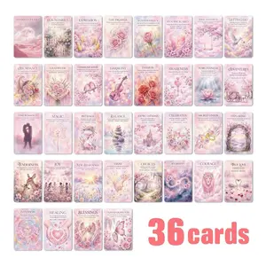 36Pcs Pink Oracle Cards for Personal Growth & Reflection, Aesthetic Spiritual Divination Tarot Deck, Healing & Relationship Guidance Desktop Card Game