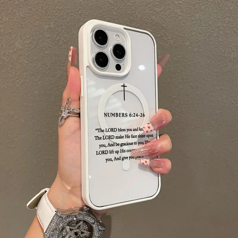 Magnetic Soft Silicone TPU Cellphone Case for iPhone 17/16 E Pro Max/15 Plus/14/13/12/11/XS/XR, Girly 6/24-26 Blessing Aesthetic Design, Anti-Drop Shockproof Scratch-Resistant Durable Phone Accessory Cover