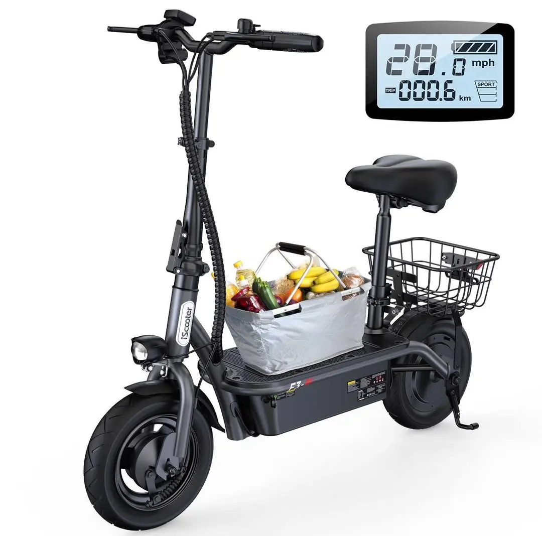 iScooter 1000W Electric Scooter with Seat, Long-Range Commuting E-Scooter, 28MPH Top Speed