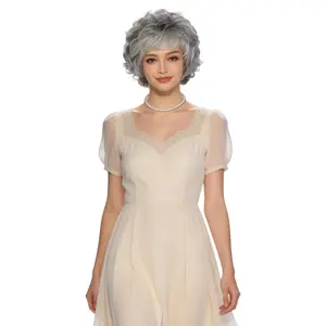8inch Short Curly Hair Silver Gray Matte High Temperature Silk Granny Gray Fashion Women's Wig Daily Use Colored Wig Synthetic Hair Functionality