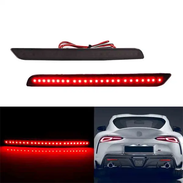 2PCS Smoked Lens Rear Bumper Red LED Reflector Tail Lights Fog Light For Toyota GR Supra 2020 2021 2022 2023 2024 Replace OEM F1820G_20_21_2020_2021_U49