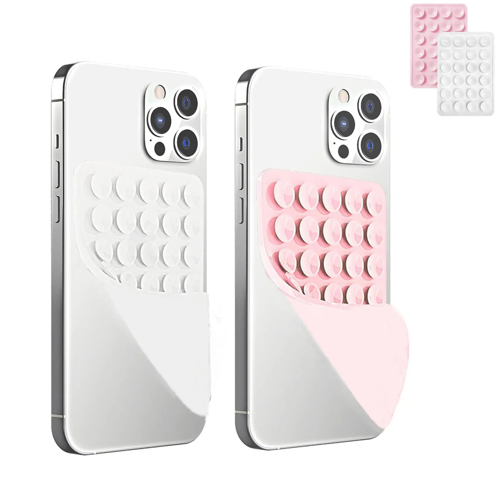 2Pack Silicone Phone Sticky Grip, Suction Phone Case Mount for iPhone and Android, Hands-Free Sticky Cell Phone Grip, Mobile Fidget Mirror Holder for