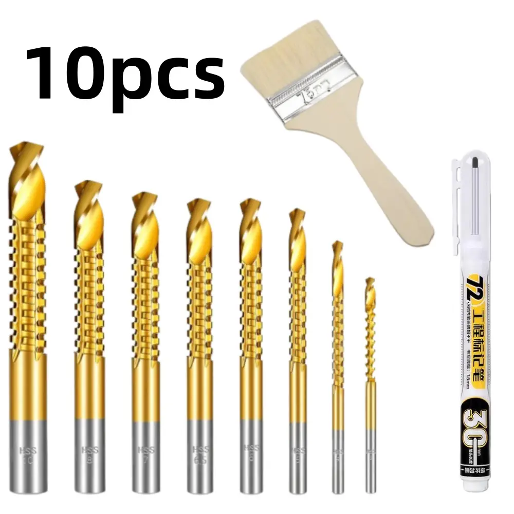 8 piece 3-10mm Serrated Side Cutting Drill Bit Plastic Metal Wood Hole Drill Bit Woodworking Hole Enlarging Tools for Wood Metal Plastic Hole