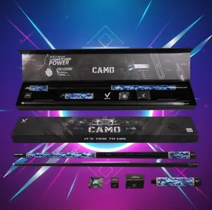 EVO CAMO Maxbing Edition – Navy Pool Cue | Glassfiber Shaft, Carbon Butt, Hybrid Pro Taper, TIME 3 Tip (12.5 mm), 3/8-10 Ultra-Stiff Stainless Joint, 19–19.5 oz, Complete Player Kit with 6" Extension, Glove & Chalk