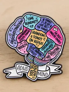 Funny Quote Enamel Brooch, Personalized Brain Design Badge, Unisex Fashion Daily Backpack Clothing Accessory, Perfect Gift for Friends