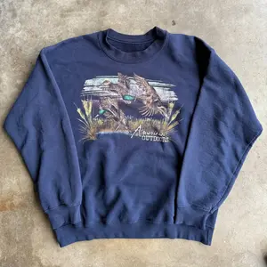 Vintage American Outdoor Blue Sweatshirt American Outdoor Mallard Duck Printed Sweater Duck Habitat Animal Lake Crewneck