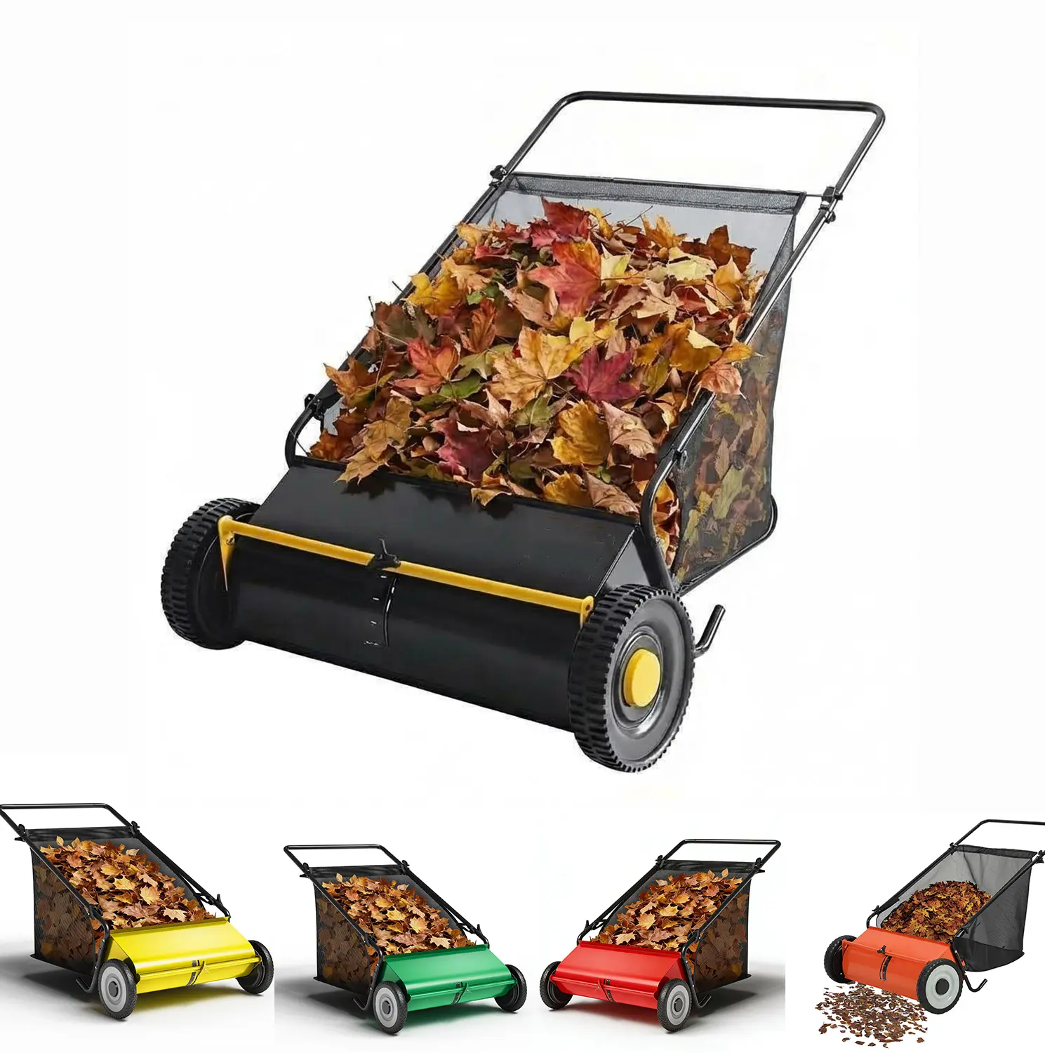 Heavy-Duty 26-Inch Hand-Push Lawn Sweeper with 7 Cu.ft. Collection Bag & Adjustable Brush Reel - Ideal for Picking Up Grass, Leaves, and Yard Debris on Any Terrain