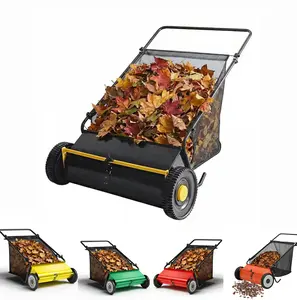 Heavy-Duty 26-Inch Hand-Push Lawn Sweeper with 7 Cu.ft. Collection Bag & Adjustable Brush Reel - Ideal for Picking Up Grass, Leaves, and Yard Debris on Any Terrain
