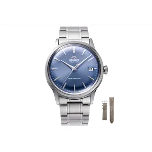 Orient Watch Bambino V7 Automatic Dress Watch, 38mm Stainless Steel Case with Blue Analog Dial, Date Display, Extra Suede Strap, Analog Watch, Blue Dial Watch