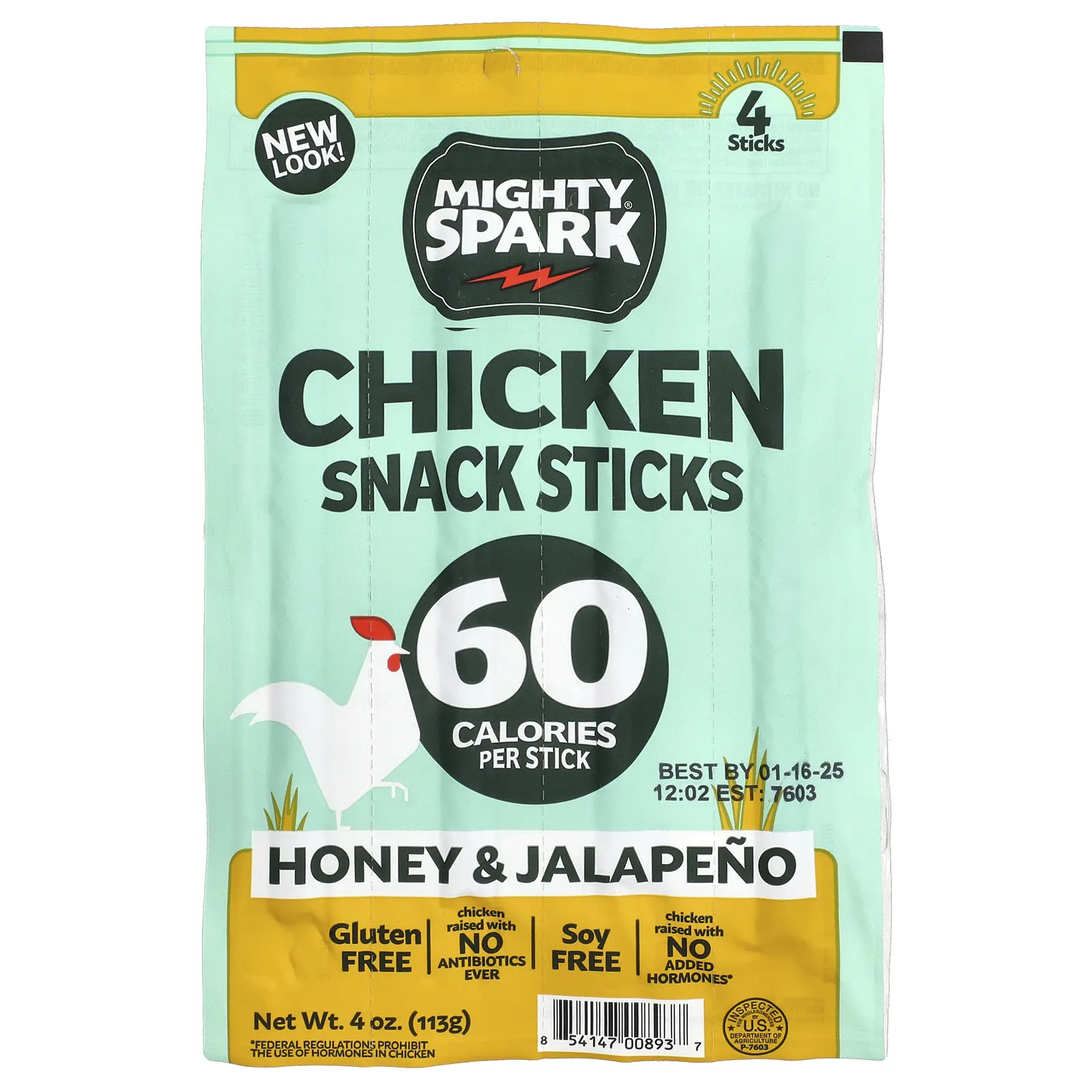 Mighty Spark Chicken Snack Sticks, Honey & Jalapeno, 4 Sticks Mighty Spark Chicken Snack Sticks, Honey & Jalapeno, 4 Sticks