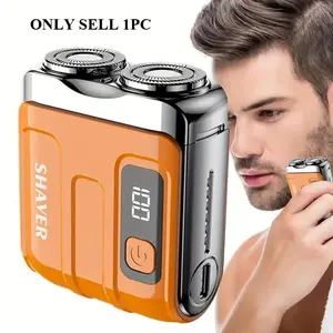 Portable Men's Shaver, Electric Mini Razor, Dual Head Magnetic Shaver, Travel Beard Trimmer, Gift Box, Ideal for Outdoor Travel