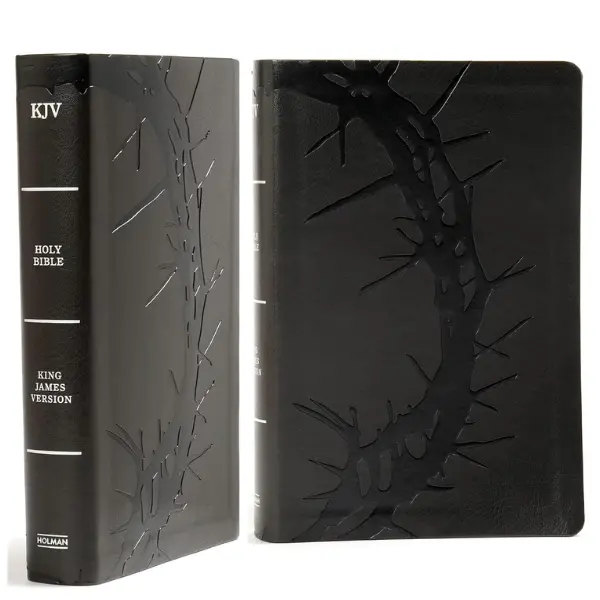 KJV Large Print Personal Size Reference Bible Charcoal LeatherTouch Crown of Thorns Pure Cambridge Text Red Letter Full-Color Maps Easy-to-Read MCM Type Imitation Leather