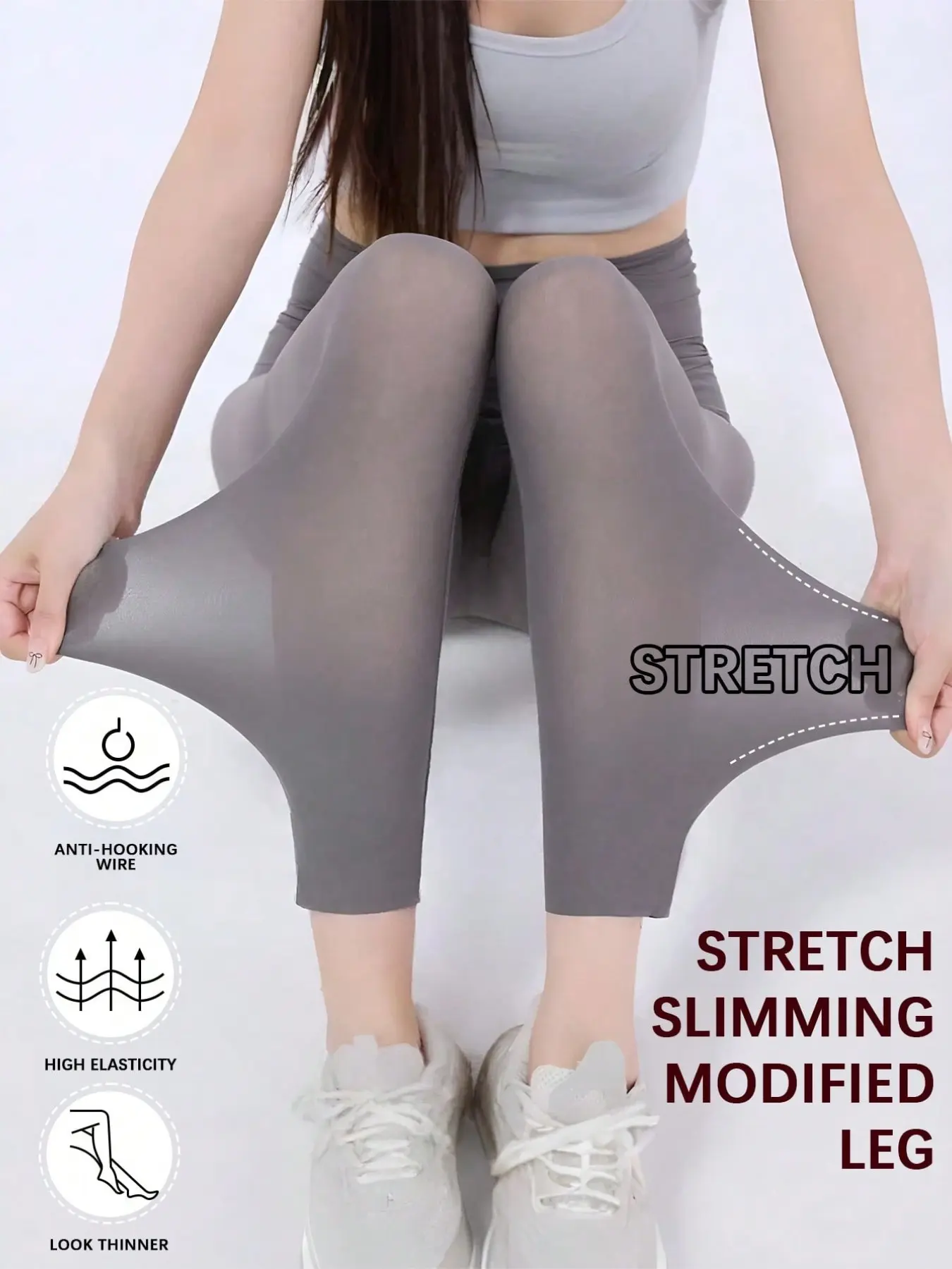 Ultra-Thin Breathable Leggings, Sharkskin Tight Fit, High Waist Sun Protection, Seamless Sports Tights for Women, All Seasons Casual Style, Stretchy Workout Leggings, High Rise Leggings, High Waist Activewear, High Waists Leggings
