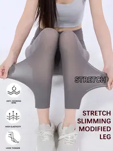 Ultra-Thin Breathable Leggings, Sharkskin Tight Fit, High Waist Sun Protection, Seamless Sports Tights for Women, All Seasons Casual Style, Stretchy Workout Leggings