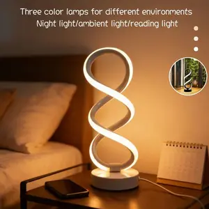 Vintage Creative Table Lamp, Office Desk Light, Three-Tier Adjustable Brightness, USB Powered, Modern Spiral Design, Dimmable Lamps, Ambient Night Lamp, Ideal for Bedroom, Study, Living Room, Office