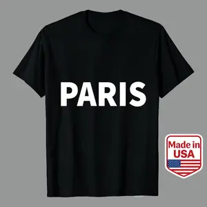Black Casual T-Shirt With Bold Paris Text Design Perfect For Travel And Everyday Wear Ideal Gift For Men And Women Who Love France Men’s Casual Graphic Tees 100 Premium Cotton Unisex T-Shirt graphic tee good tees Casablanca Patterned Short penny shirt