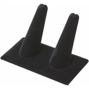 Plymor Ring Finger Display, Double on Rectangular Base, 3.625" W x 2.125" D x 2.25" H