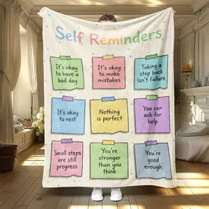 Cute Sticky Note Flannel Blanket, Soft Lightweight Warm, Perfect for Bed Sofa Office Camping Travel, Multifunctional Gift
