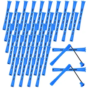 40 Pcs Perm Rods for Short Hair, Cold Wave Heatless Curling Rollers Plastic Perming Rods Medium Curling Rod Cold Wave Perm Rod Set for Long Hair Natural Waves Curls (0.35 Inches, Blue)