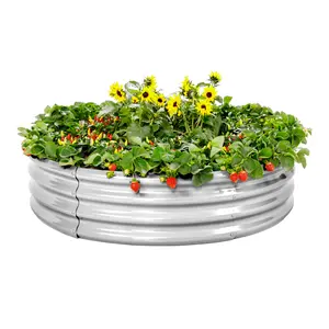 Land Guard Galvanized Raised Garden Bed Kit, Round Large Metal Galvanized Planter Raised Garden Boxes Outdoor