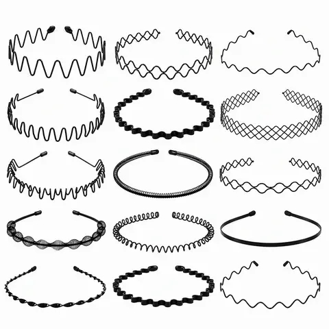 15pcs Metal Headbands Wavy Spring Iron Hair Hoops DIY Hairwear Base Hair Accessories Unisex Iron Wavy Headbands