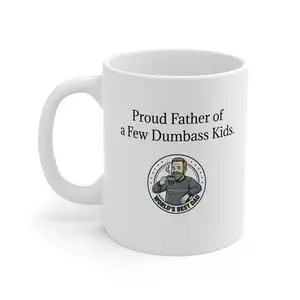 11oz Ceramic Coffee Mug, Funny Dumbass Kids Themed Reusable Lightweight Washable Drinkware, Father’s Day Gift for Proud Dads