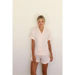 Blush Ruffle Rayon Shortie Pajamas