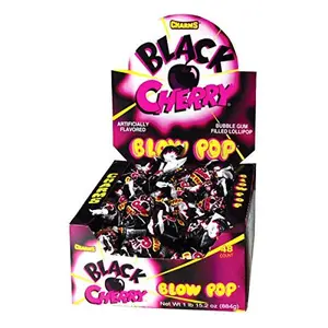 Charms Blow Pop Lollipops - Individually Wrapped Dual Candy and Gum Suckers - Peanut Free, Gluten Free - Bulk Treat for Kids and Adults – Black Cherry, 48 Count (Pack of 1)