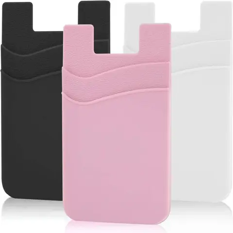 Phone Wallet, Self-adhesive Mobile Phone Card Slot, Ultra-slim Phone Back Storage Pockets, Universal Silicone Double Layer Pocket for Most Phone, Phone Accessories