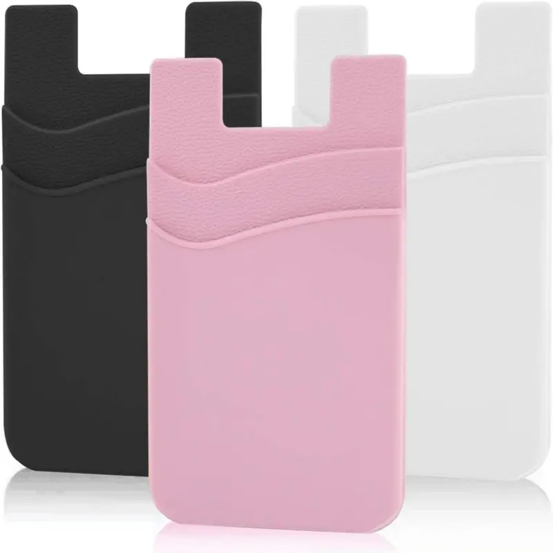 Phone Wallet, Self-adhesive Mobile Phone Card Slot, Ultra-slim Phone Back Storage Pockets, Universal Silicone Double Layer Pocket for Most Phone, Phone Accessories