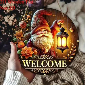 Wooden Rustic Style Lantern Christmas Dwarf Decoration, Multifunctional Holiday Door and Wall Hanging Decor, Perfect for Home and Outdoor Use
