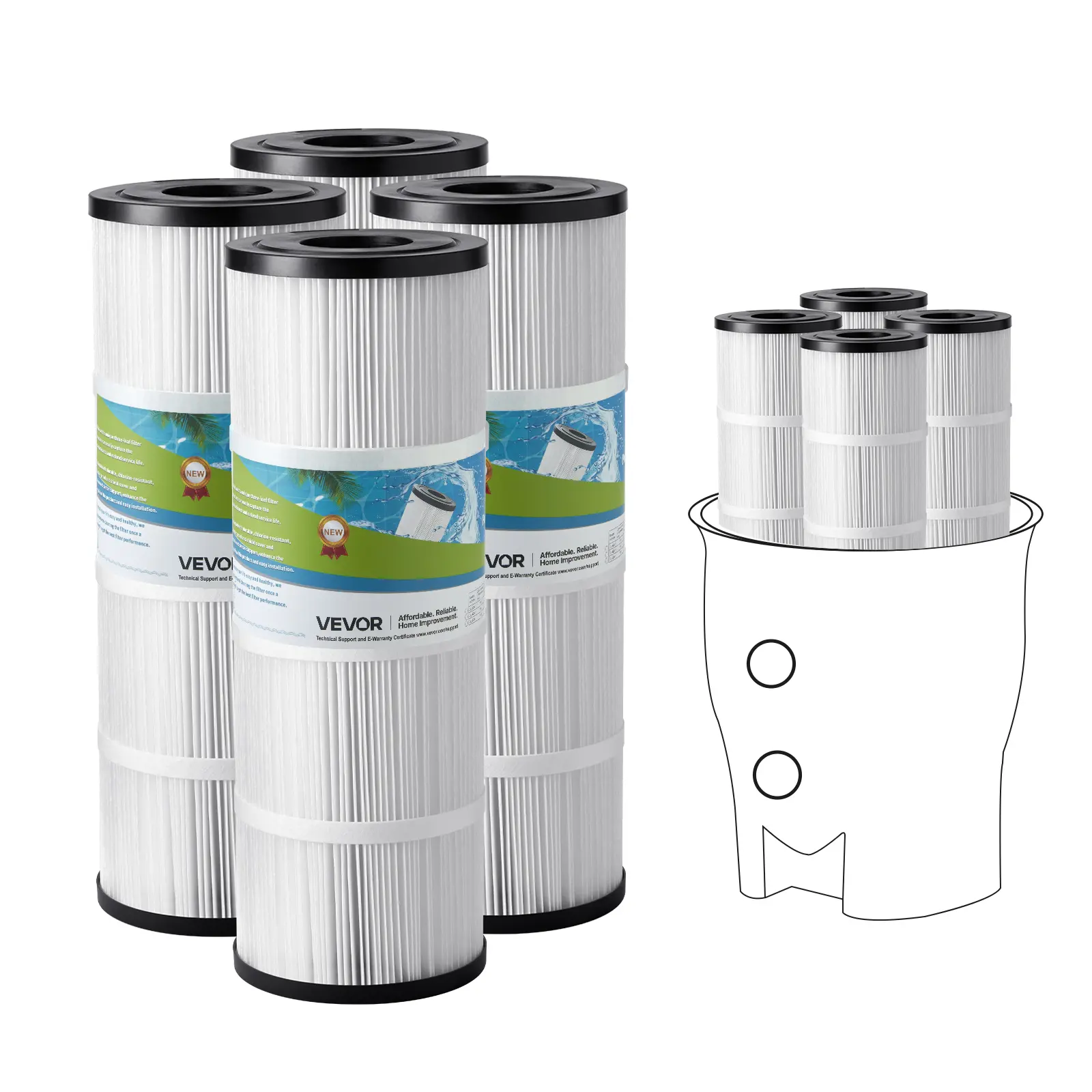 【SummerFinds】VEVOR Pool Filter Cartridge, 4x 80 Sq. Ft, Spa Hot Tub Filter Cartridge Replacement, Compatible with Pentair CCP320, Pleatco PCC80-PAK4, Secure for Kids & Pet, Easy to Clean, Outdoor Swimming Pool, Swimmingpool, Pool Accessories