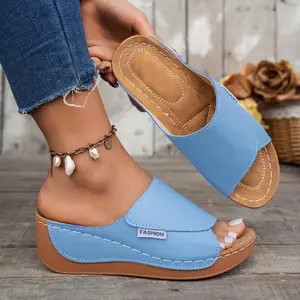 Women'sComfortableArchSupportSlideSandals-Breathable,Stylish,SoftSole,Mid-Heel,OpenToeWithFauxCoverStraps-PerfectForCasualAttireInMaroon,Black,White,Blue,AndBrown,LadiesSandals