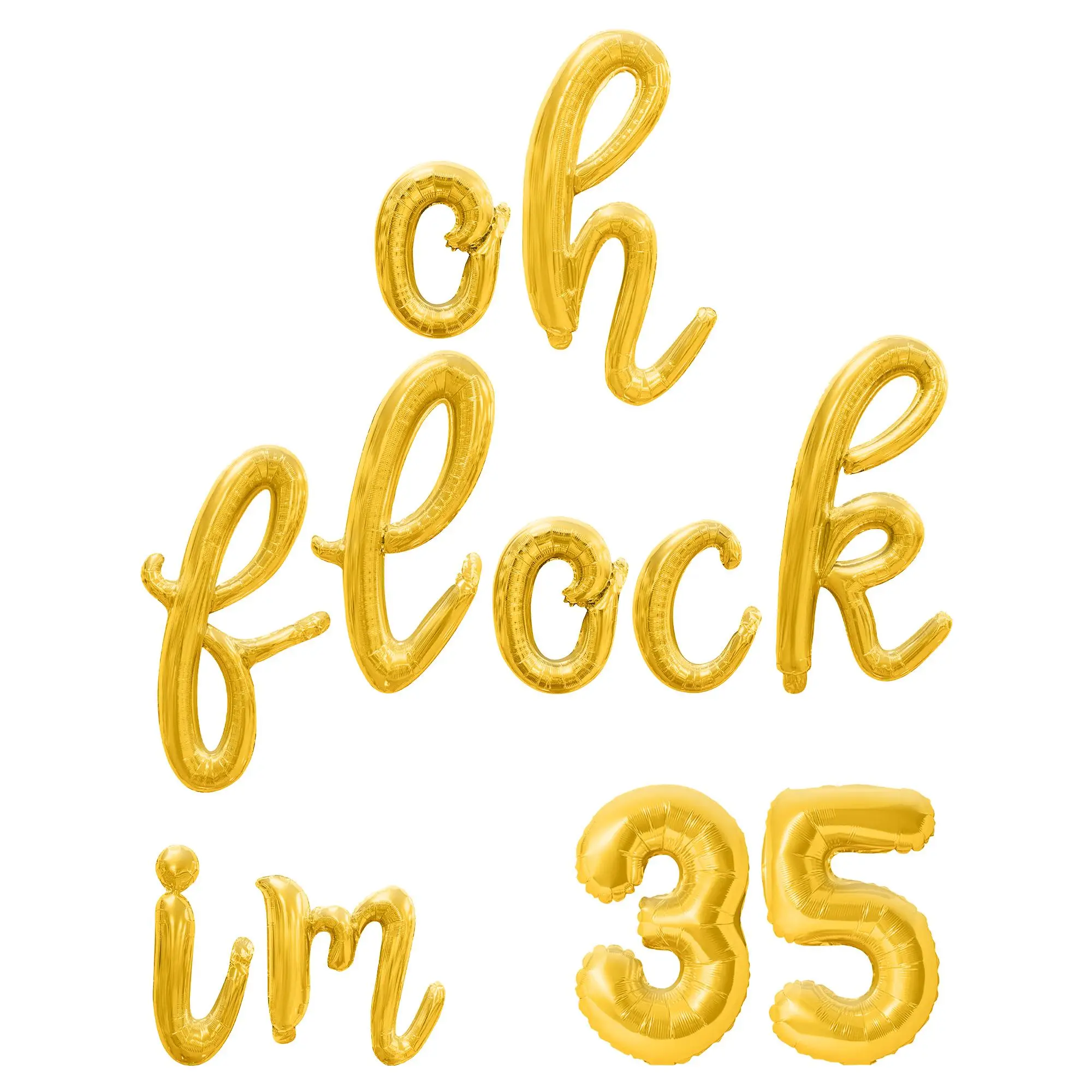Cursive Script Letter & Number Balloons - OH FLOCK IM 35 16" Inch Alphabet Letters Foil Mylar Balloon 35th Birthday Party Banner