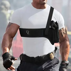 Shoulder holster, elastic neoprene chest holster vest for concealed carrying, universal deep concealed underarm holster belt, suitable for men and women.