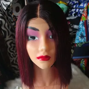 10inches wine Bone Straight hair 200grams with 2by6 closure