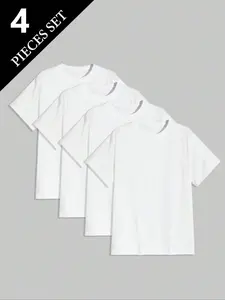 & Shade Lsset032 Men's Crew Neck T-Shirt Four Piece Set, Comfortable Men's Sleepwear, Stylish and Relaxing Sleep Wear